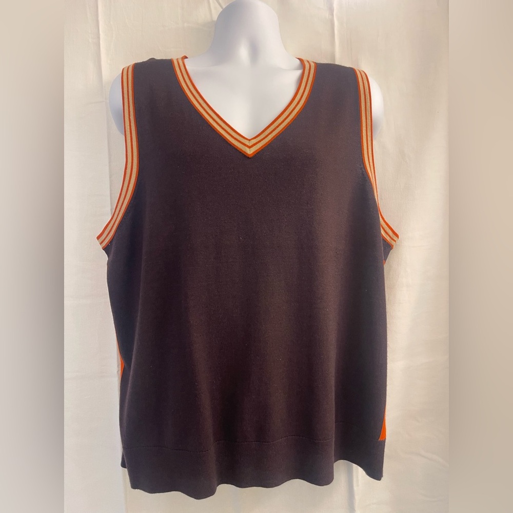 Murano Black and Orange V-Neck Sweater Vest